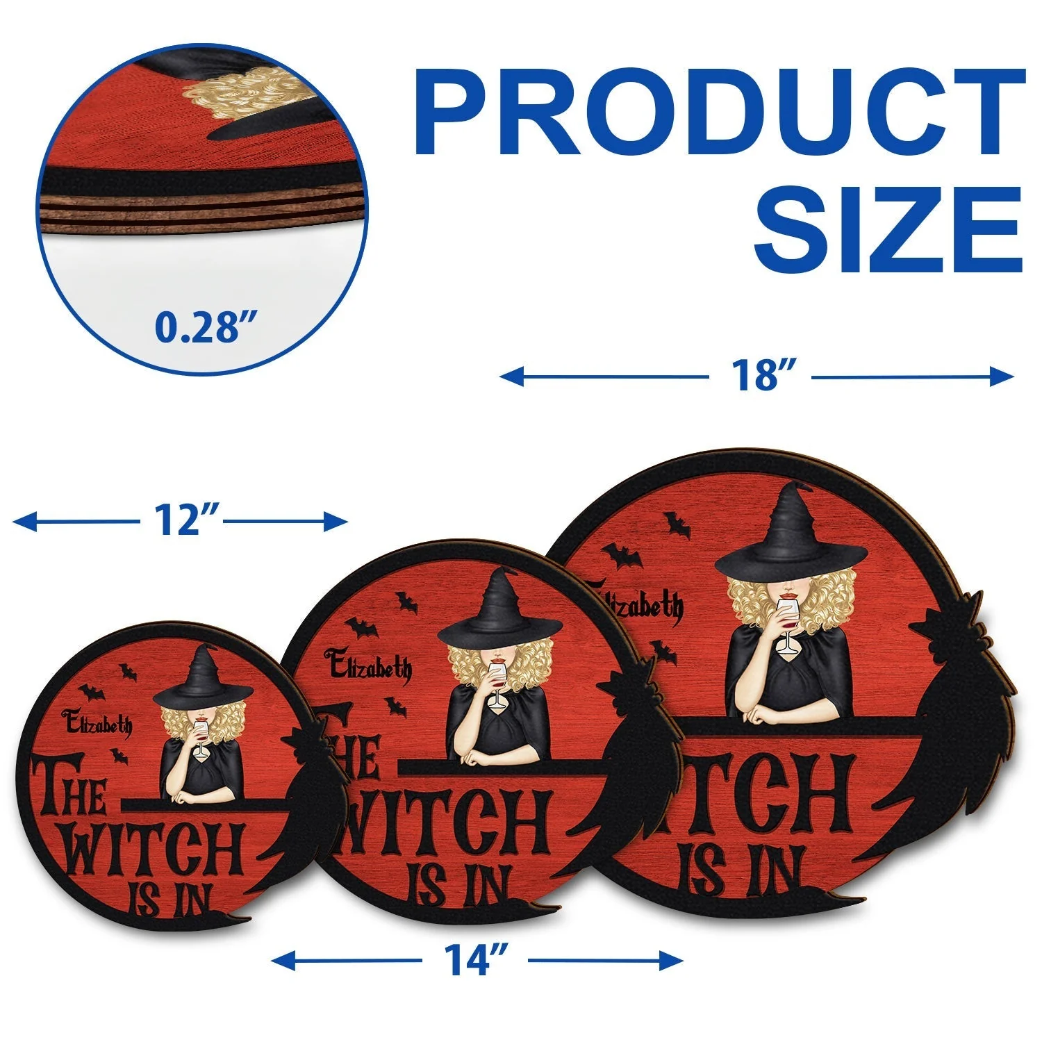 Halloween The Witch Is In - Personalized Custom Shaped Wood Sign Gift - Image 5