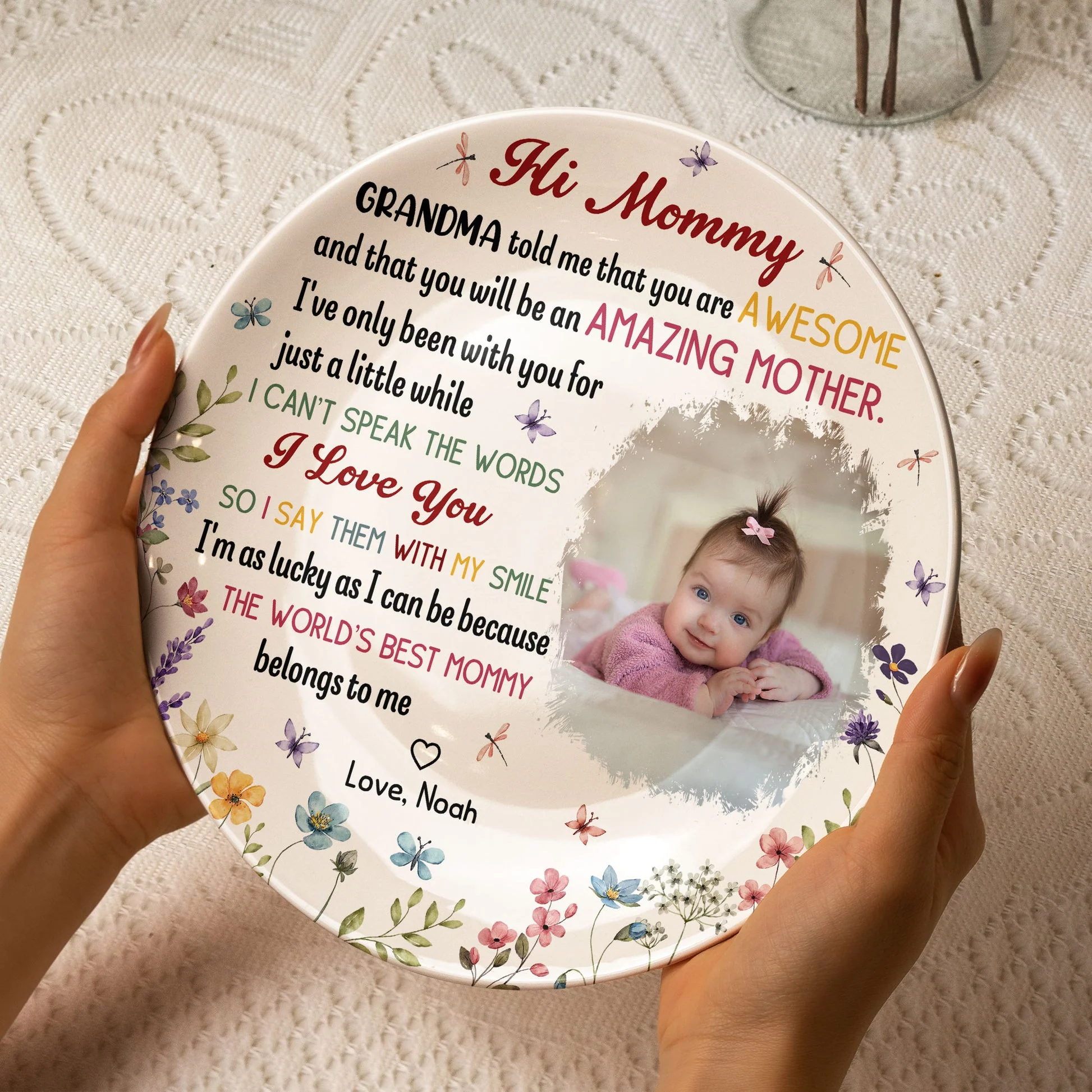 The World's Best Mommy Belongs to Me - Personalized Ceramic Photo Plate Mom Gift - Image 2
