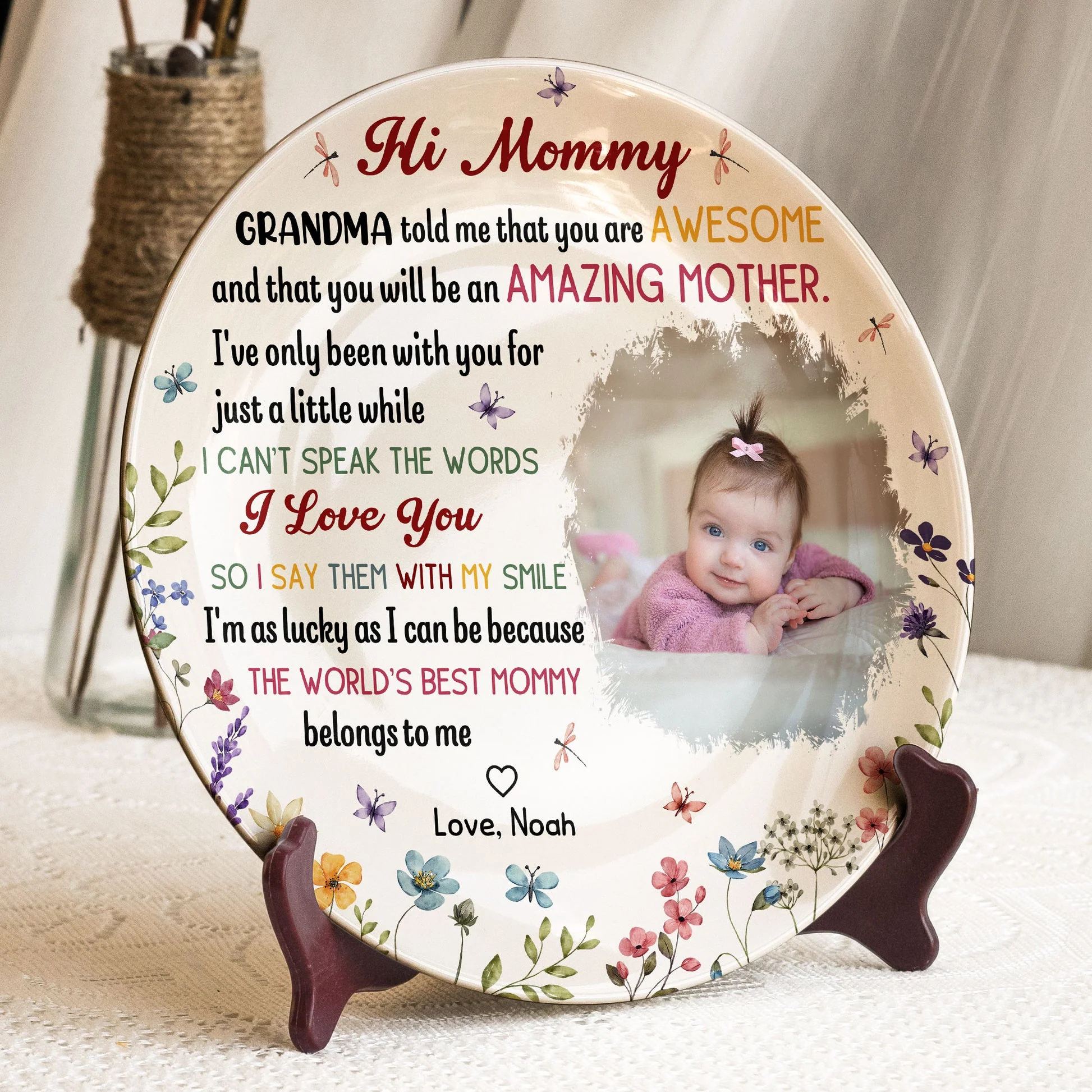 The World's Best Mommy Belongs to Me - Personalized Ceramic Photo Plate Mom Gift - Image 3
