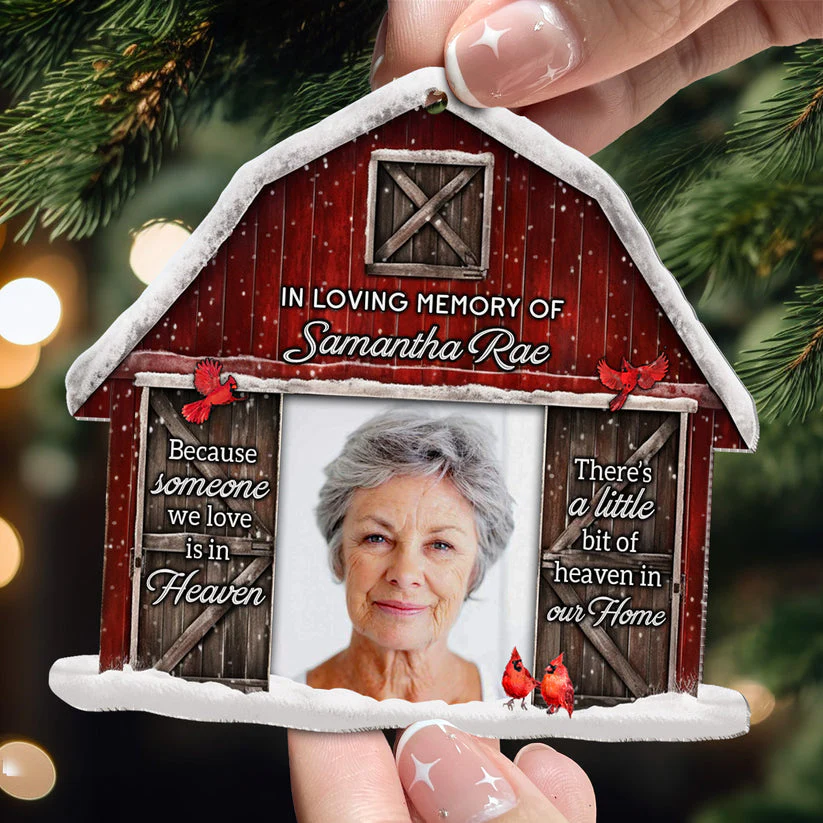 There Is A Little Bit Of Heaven In Our Home - Personalized Acrylic Photo Ornament - Image 2