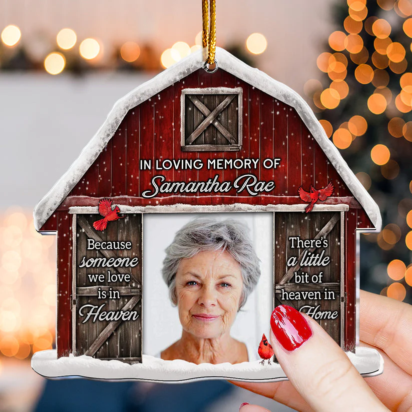 There Is A Little Bit Of Heaven In Our Home - Personalized Acrylic Photo Ornament - Image 3
