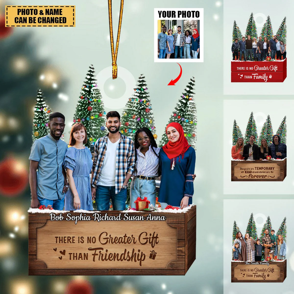 There is no Greater Gift than Family - Personalized Custom Photo Christmas Ornament - Image 3
