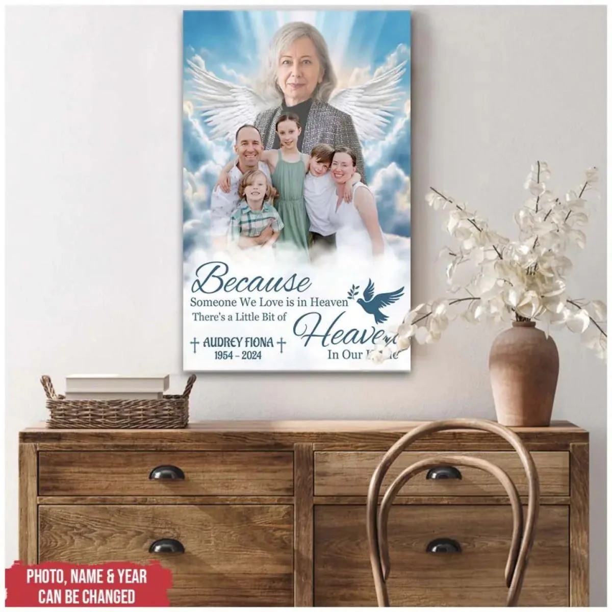 There's A Little Bit Of Heaven In Our Home - Personalized Canvas - Image 3