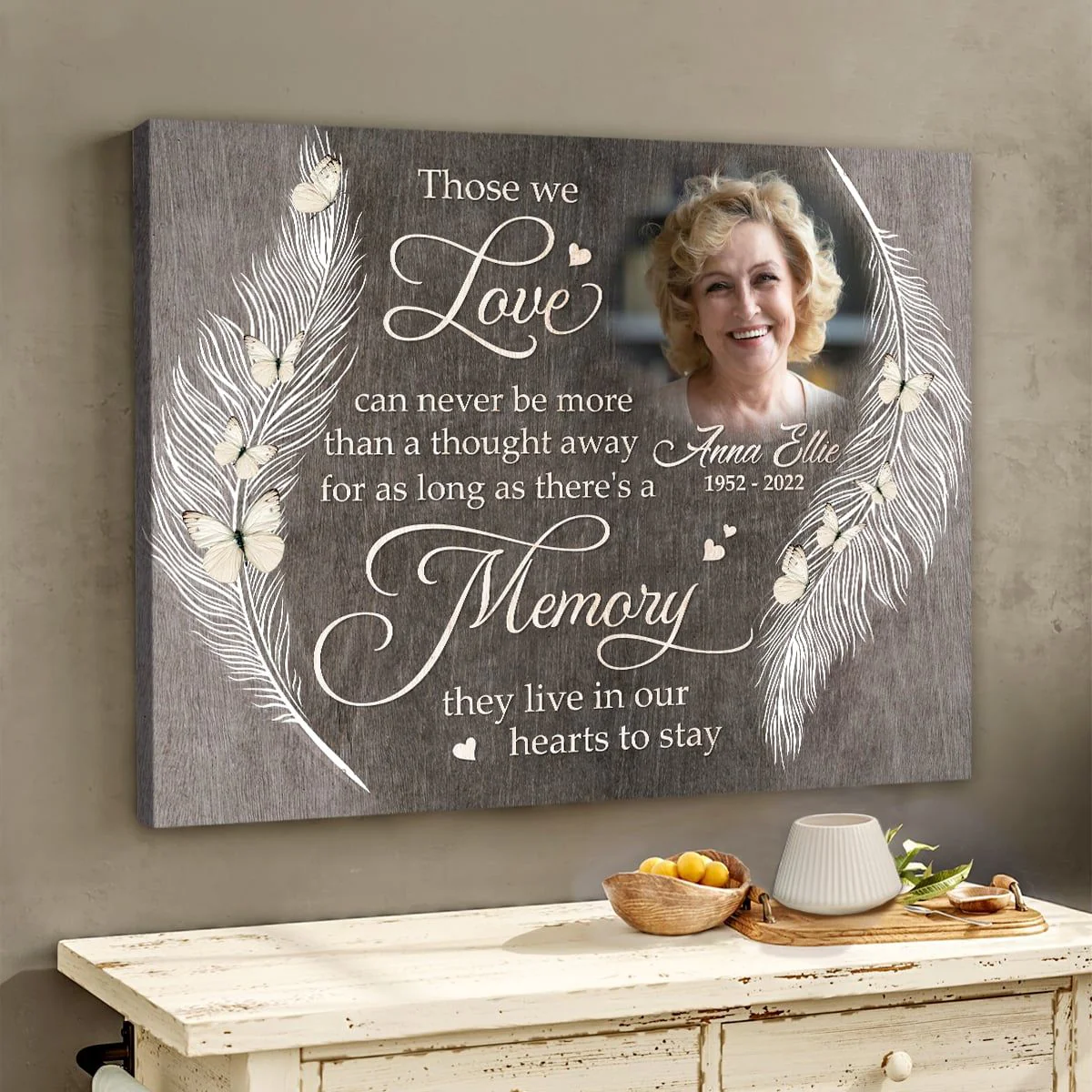 They Live In Our Hearts To Stay Personalized Memorial Photo Canvas/Poster - Image 2