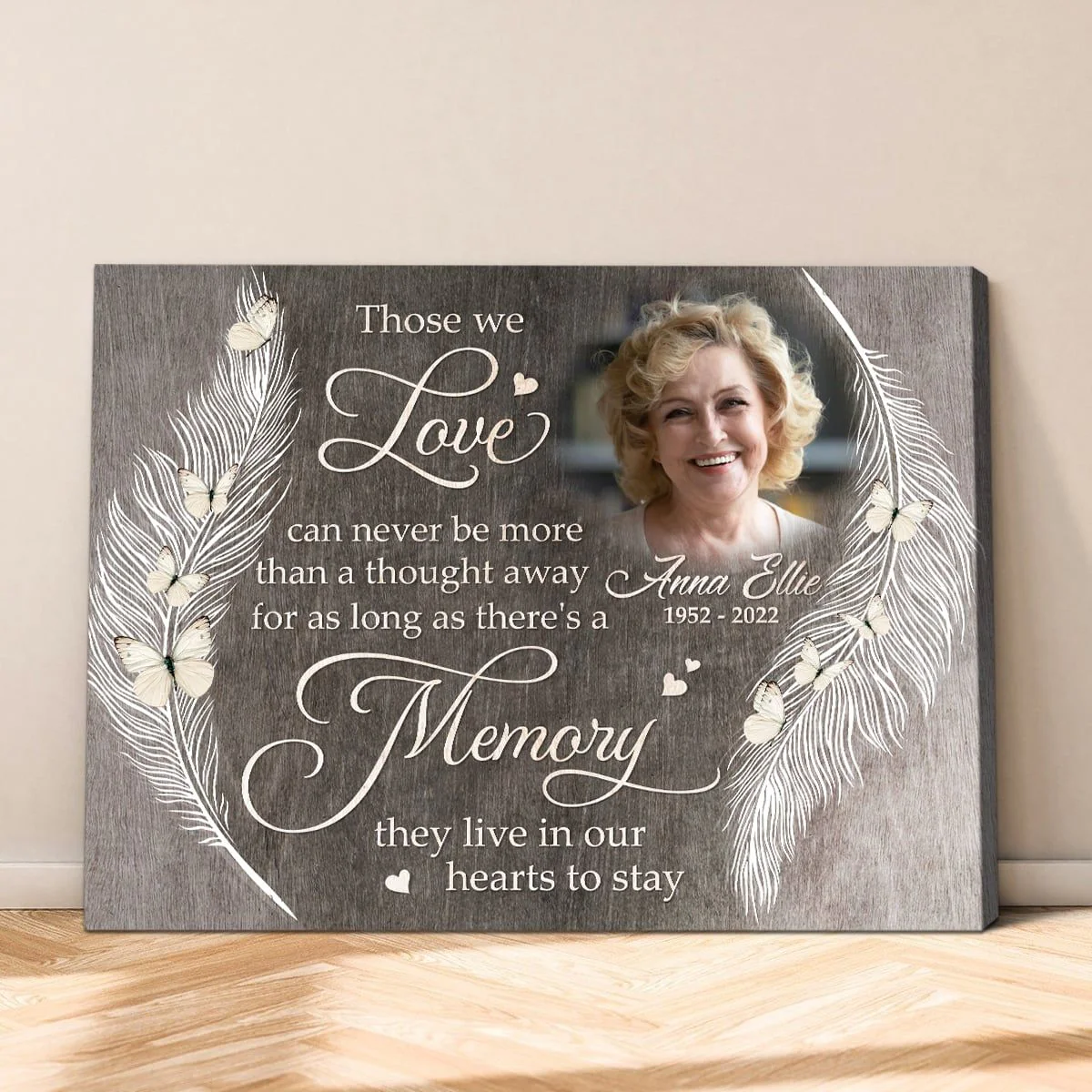 They Live In Our Hearts To Stay Personalized Memorial Photo Canvas/Poster - Image 3