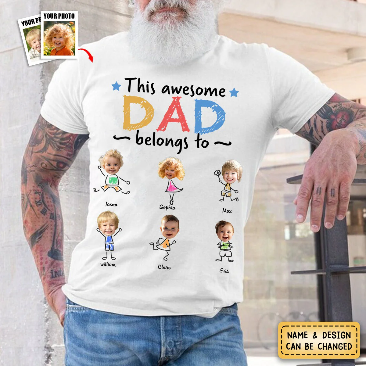 This Awesome Daddy Belongs To - Personalized Photo Pure Cotton T-Shirt - Image 2