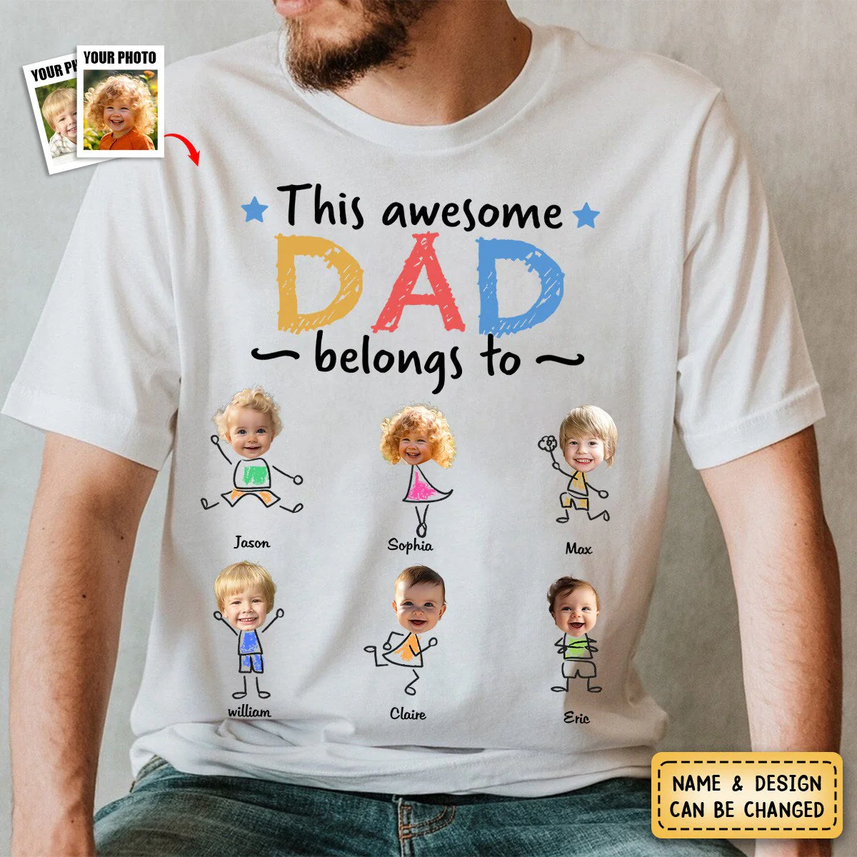This Awesome Daddy Belongs To - Personalized Photo Pure Cotton T-Shirt - Image 3