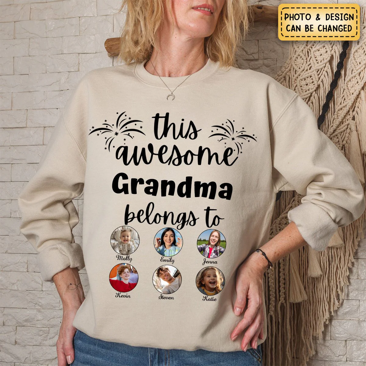 This Awesome Grandma Belongs To - Personalized Photo Sweatshirt - Gift for Grandma,Mom,Wife - Image 2