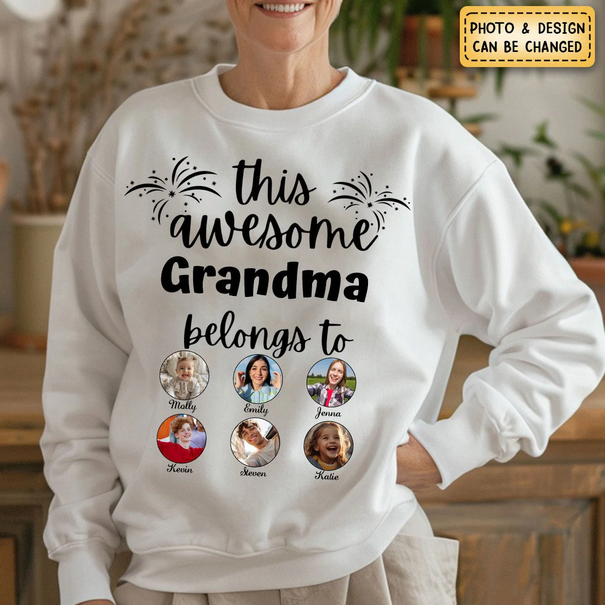 This Awesome Grandma Belongs To - Personalized Photo Sweatshirt - Gift for Grandma,Mom,Wife - Image 5