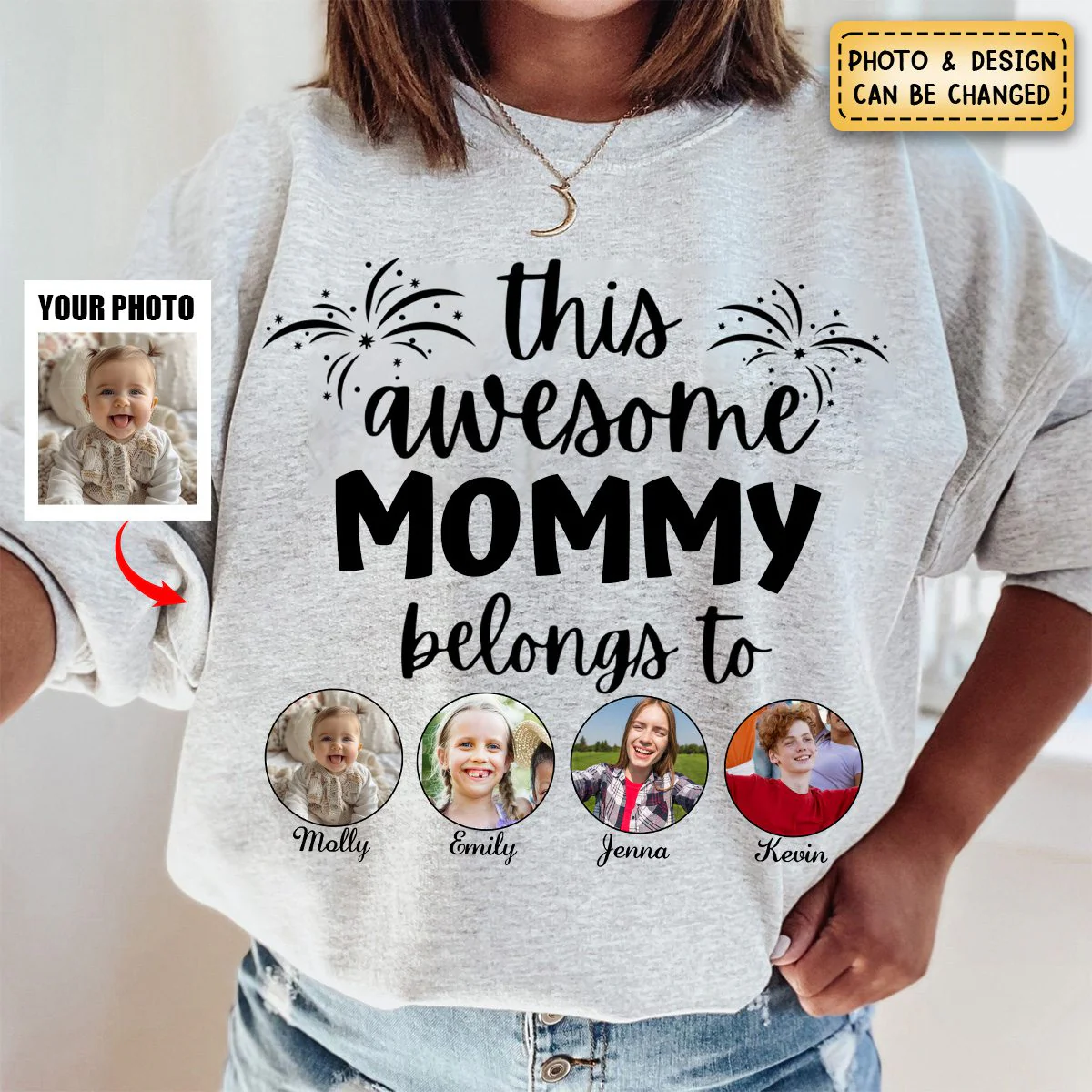 This Awesome Grandma Belongs To - Personalized Photo Sweatshirt - Gift for Grandma,Mom,Wife - Image 6