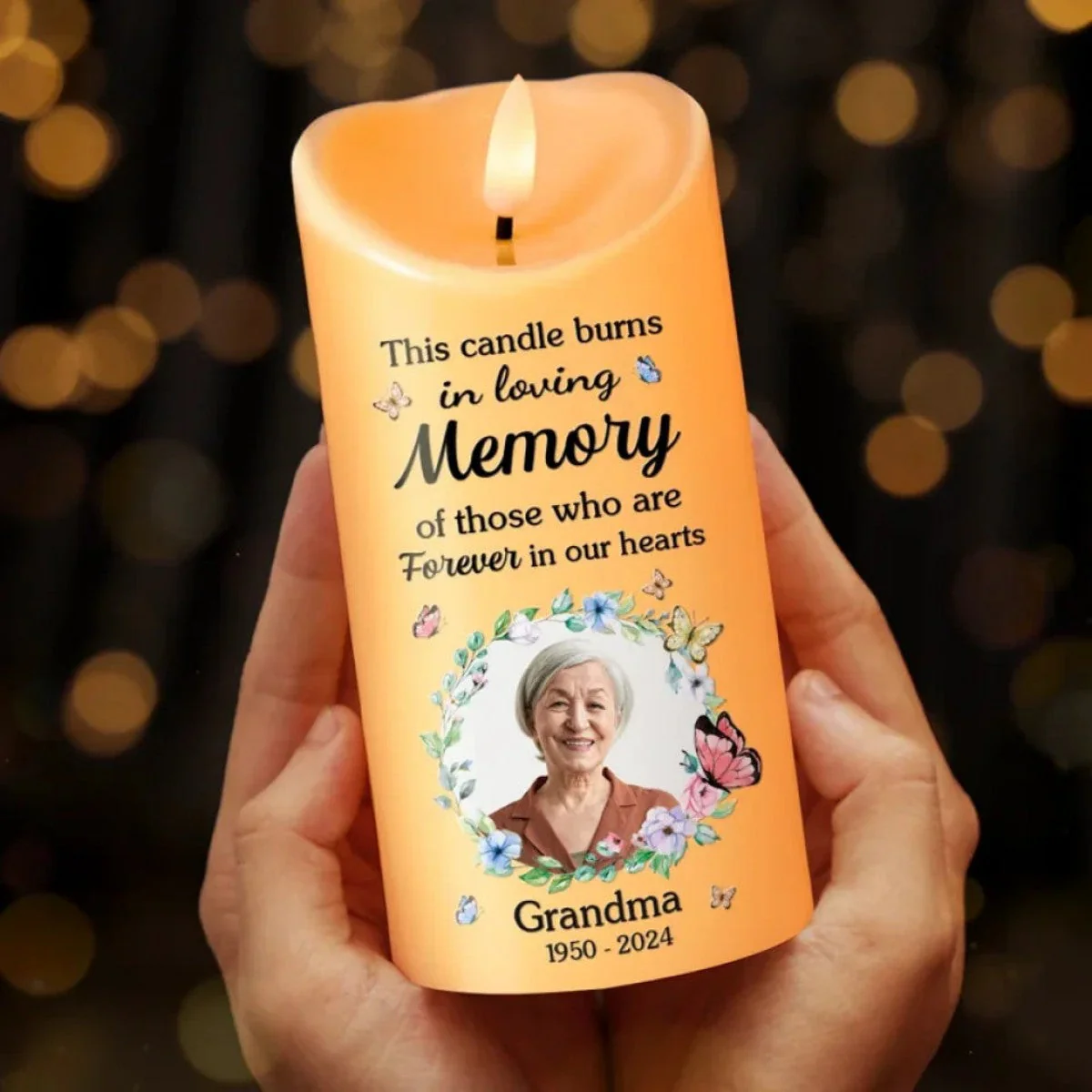 This Candle Burns In Loving Memory - Memorial Personalized LED Candle - Image 2