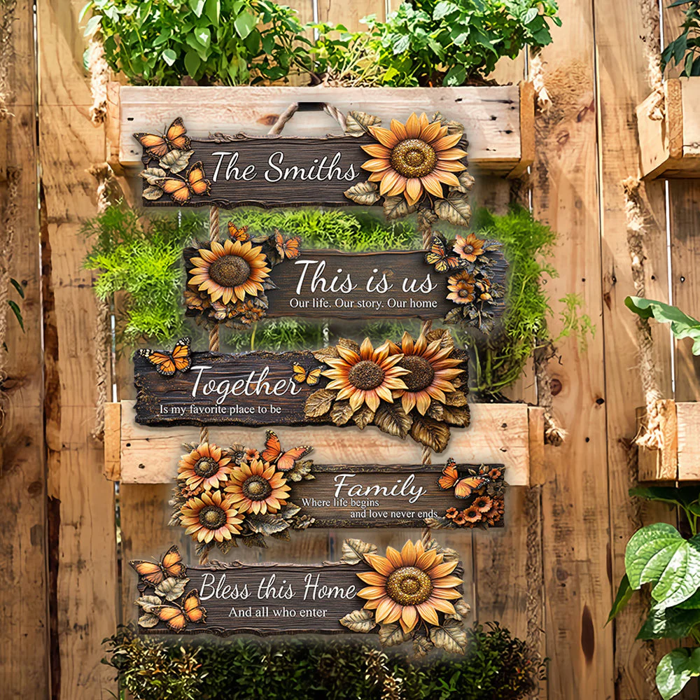 This Is Us, Our Home - Personalized Family Sunflower Pallet Wood Sign - Image 3