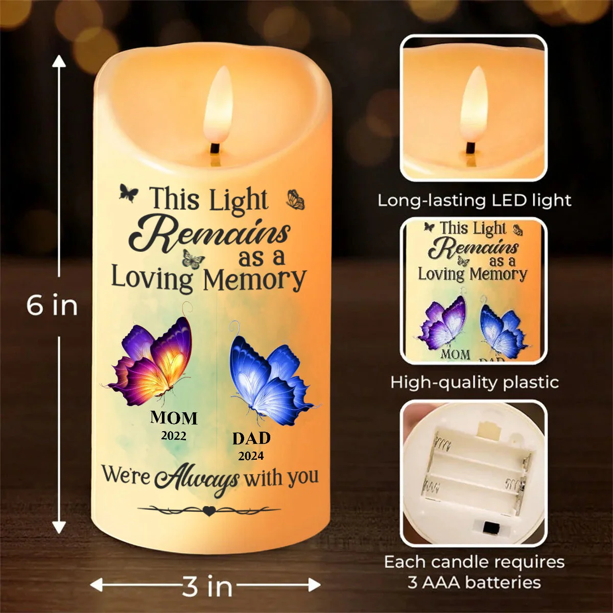This Light Remains As A Loving Memory - Memorial Personalized Custom LED Candle - Image 5