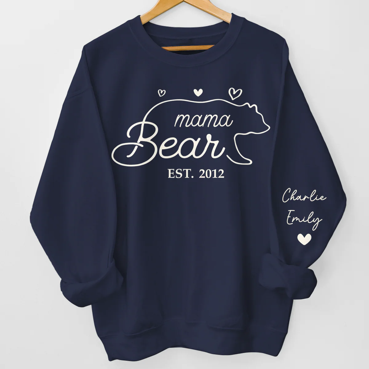 This Mama Bear Wears Her Heart On Her Sleeve - Family Personalized Unisex Sweatshirt - Image 5
