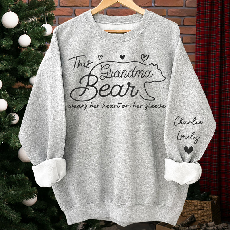 This Mama Bear Wears Her Heart On Her Sleeve - Family Personalized Unisex Sweatshirt - Image 6