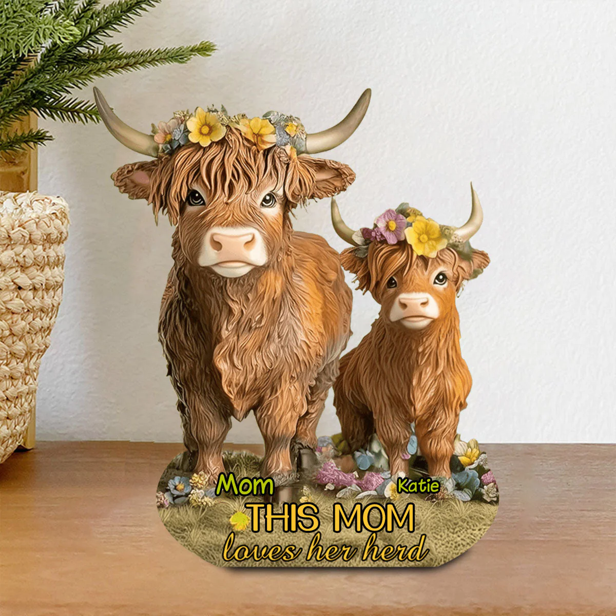 This Mom Loves Her Herd Highland Cow Mother Grandma - Personalized Acrylic Plaque - Image 4