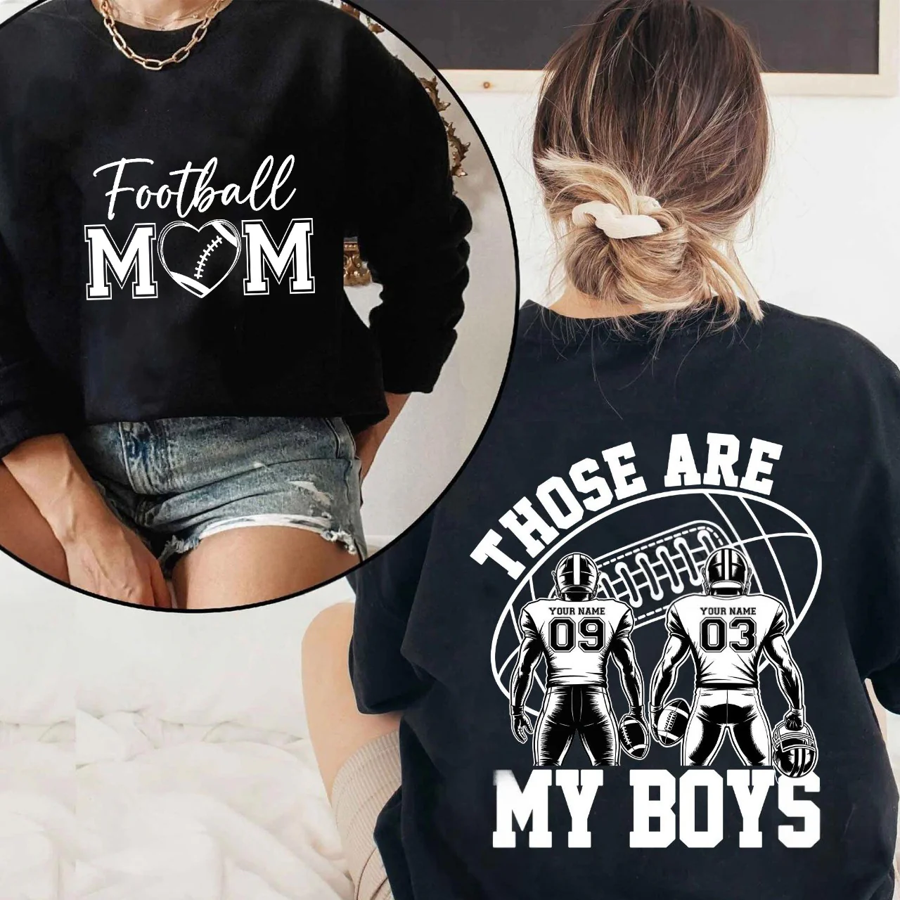 Those Are My Boys - Personalized Football Mom Sweatshirt Football Kids Game Day - Image 2
