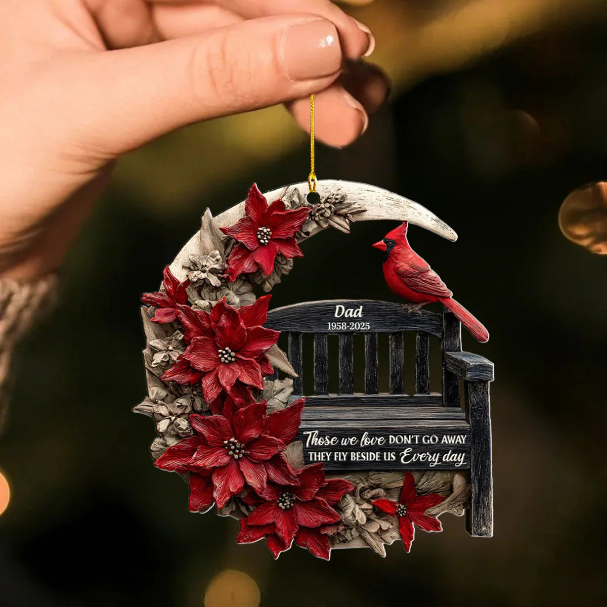Those We Love Don't Go Away They Fly Beside Us Every Day Personalized Memorial Ornament - Image 2
