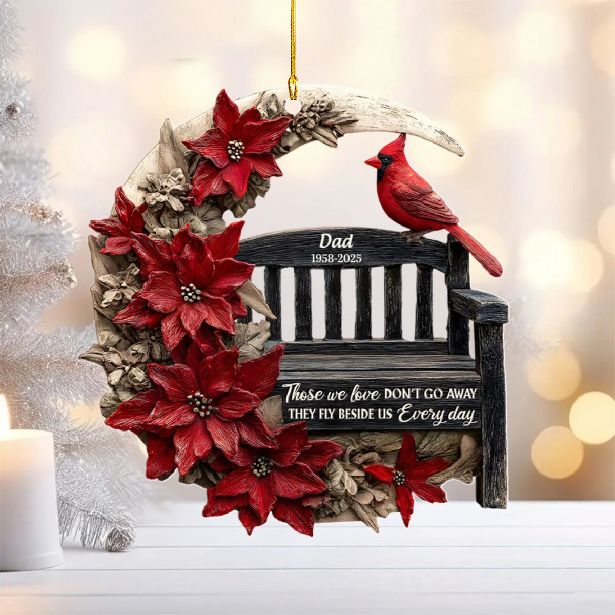 Those We Love Don't Go Away They Fly Beside Us Every Day Personalized Memorial Ornament - Image 5