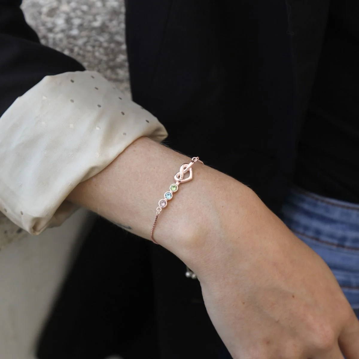Ties of the Heart - Personalized Adjustable Birthstone Bracelet - Image 2