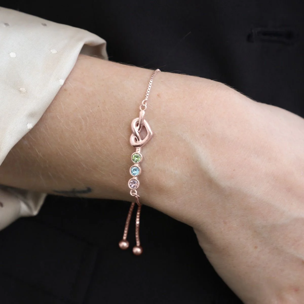 Ties of the Heart - Personalized Adjustable Birthstone Bracelet - Image 3