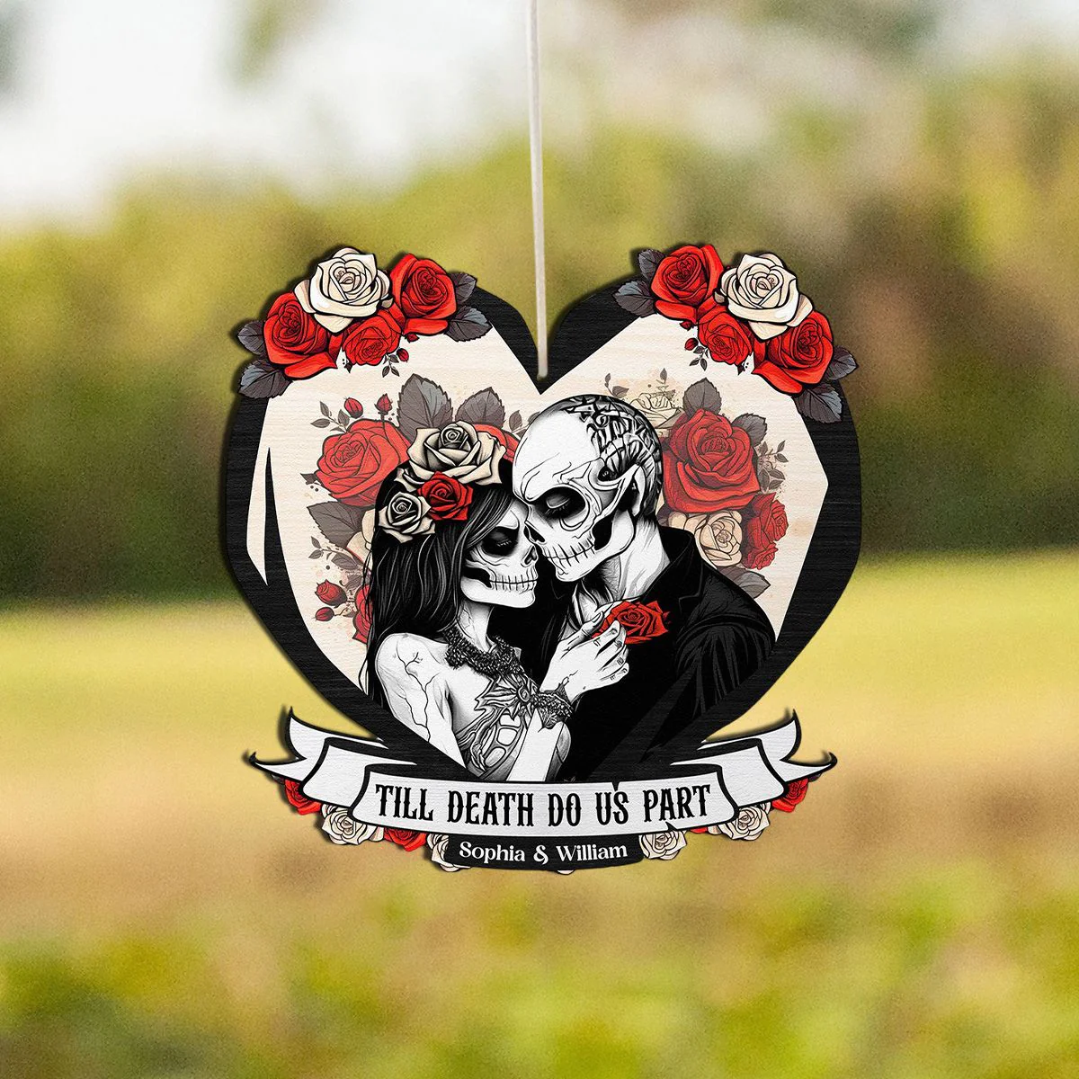 Til Death Do Us Part Couple Skull - Personalized Couples Wind Chimes - Image 4