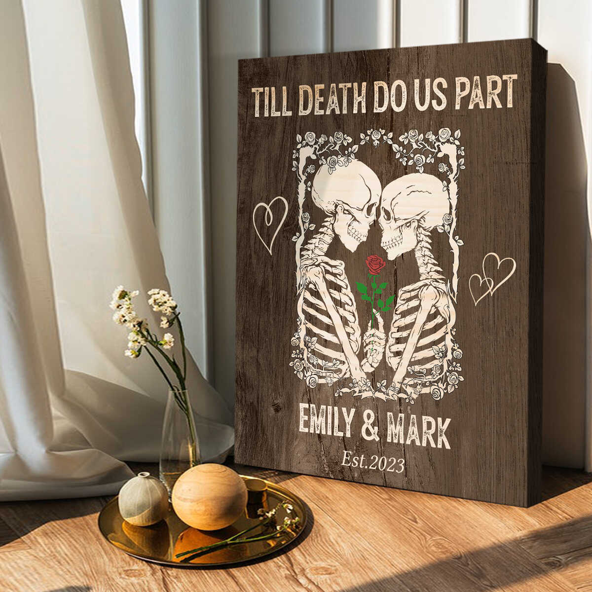 Till Death Do Us Part Personalized Skeleton Couple Poster - Image 2
