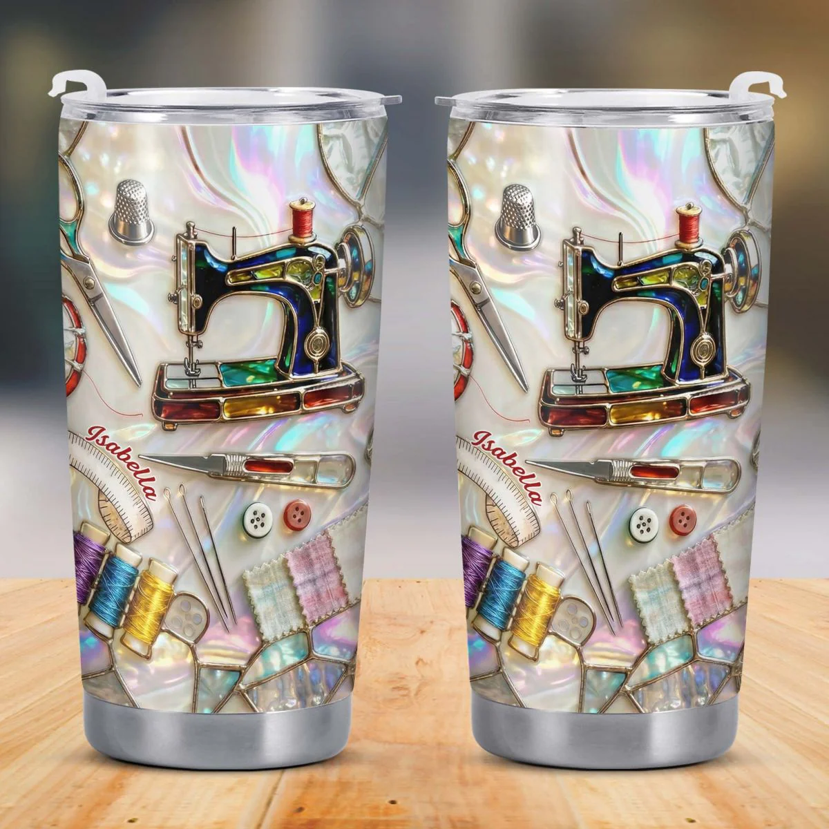 Timeless Things Appreciated More Than You Can Sew, Stainless Steel Tumbler, Gift For Crafters And Sewing Lovers - Image 3