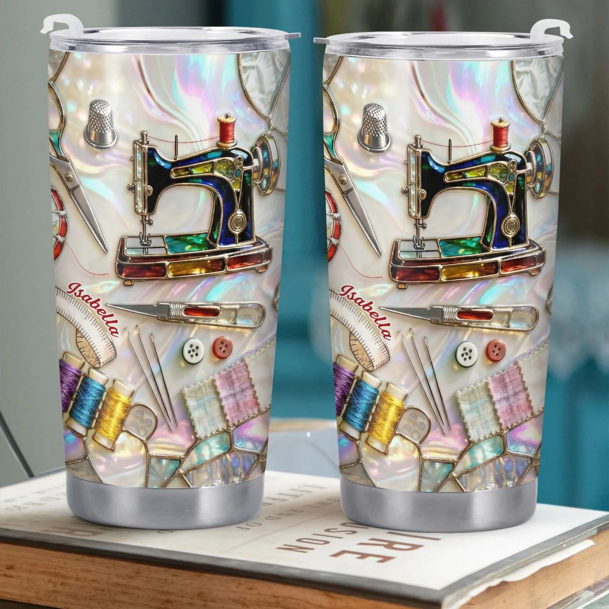 Timeless Things Appreciated More Than You Can Sew, Stainless Steel Tumbler, Gift For Crafters And Sewing Lovers - Image 4