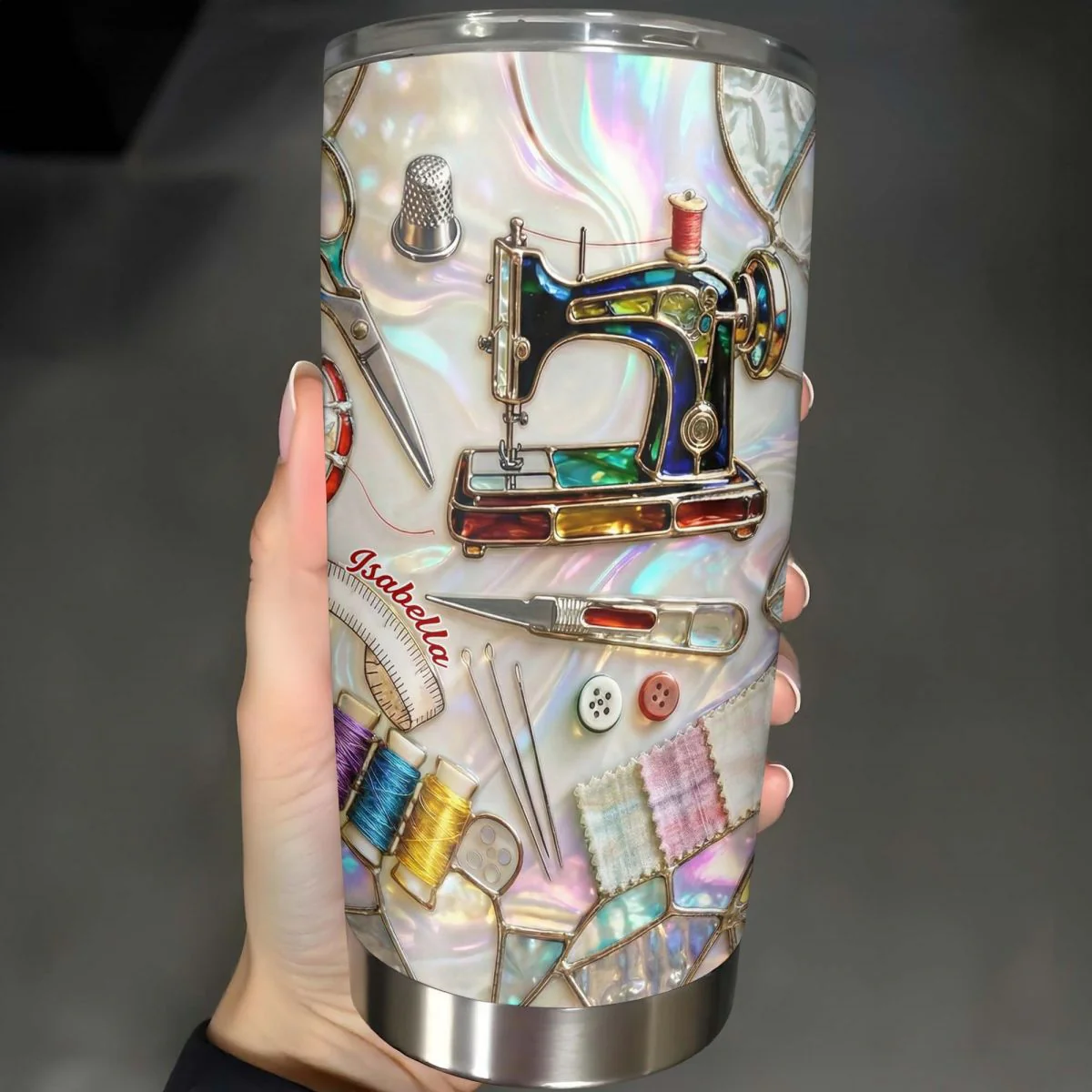 Timeless Things Appreciated More Than You Can Sew, Stainless Steel Tumbler, Gift For Crafters And Sewing Lovers - Image 6