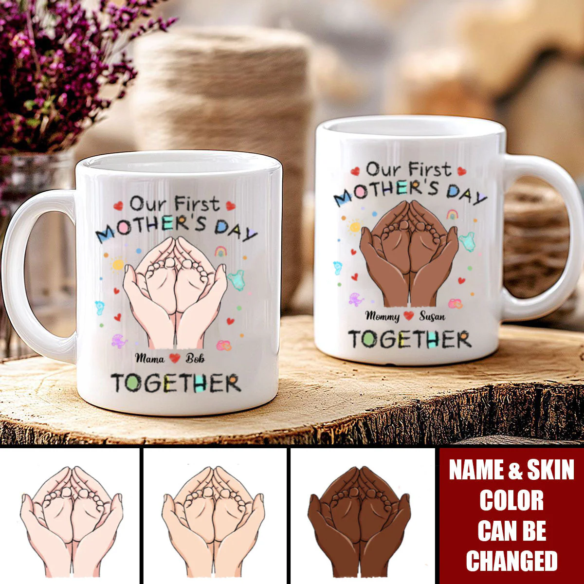 Tiny Toes, Big Love - Family Personalized Custom Mug - Mother's Day Gift, Gift For First Mom - Image 2