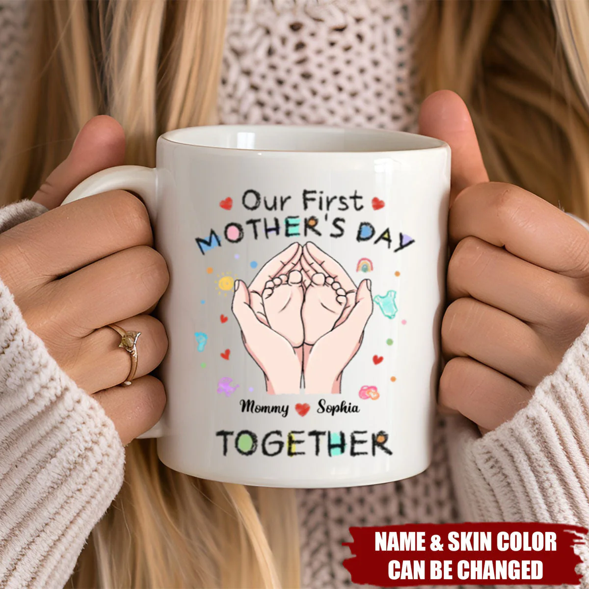 Tiny Toes, Big Love - Family Personalized Custom Mug - Mother's Day Gift, Gift For First Mom - Image 3