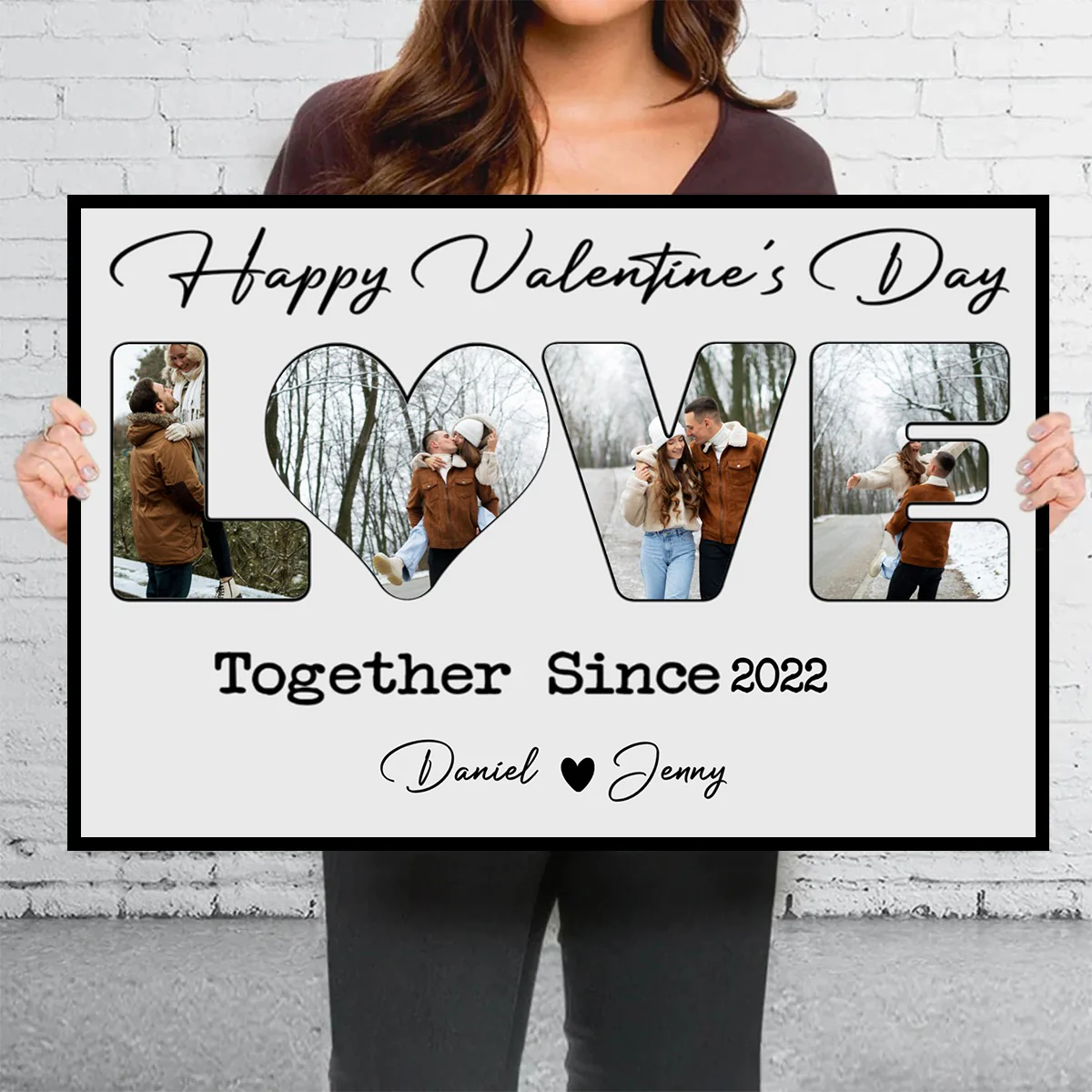 To Me You Are The World Custom Photo Personalized Canvas Poster Valentine's Gift for Couple - Image 7