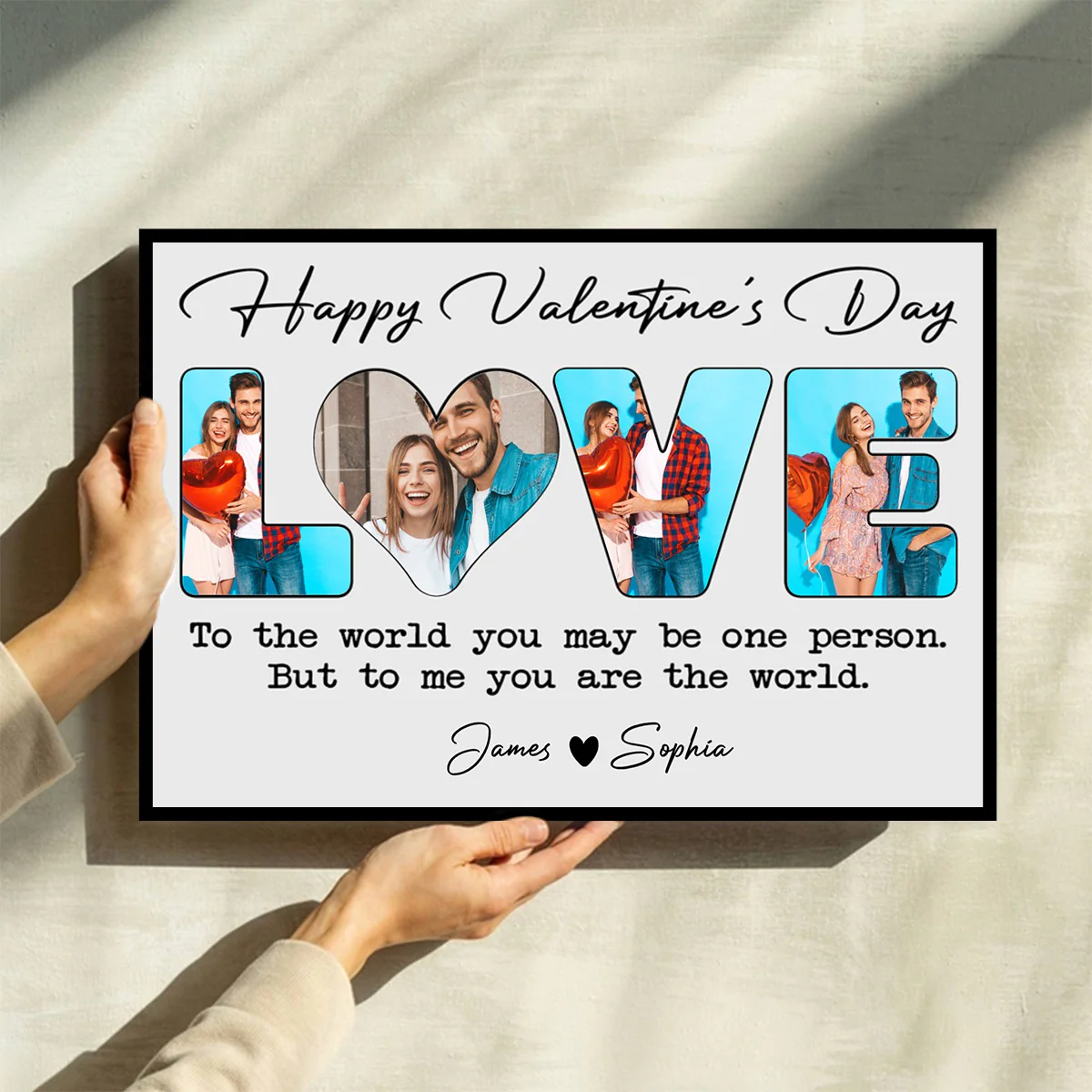 To Me You Are The World Custom Photo Personalized Canvas Poster Valentine's Gift for Couple - Image 9