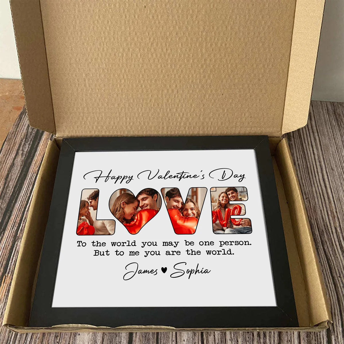 To Me You Are The World Custom Photo Personalized Valentine Picture Frame For Couple - Image 3