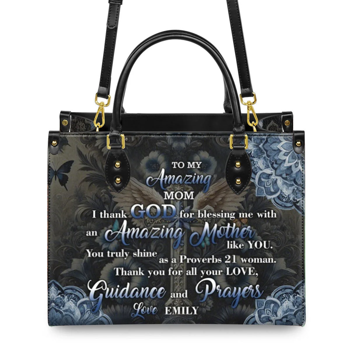 To My Amazing Mom Sweet Leather Bag For Women - Personalized Leather bag with Your Name - Image 3