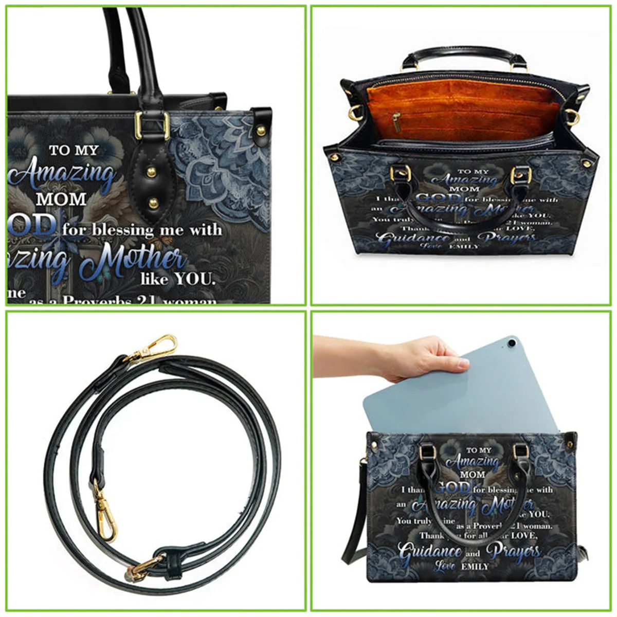 To My Amazing Mom Sweet Leather Bag For Women - Personalized Leather bag with Your Name - Image 6