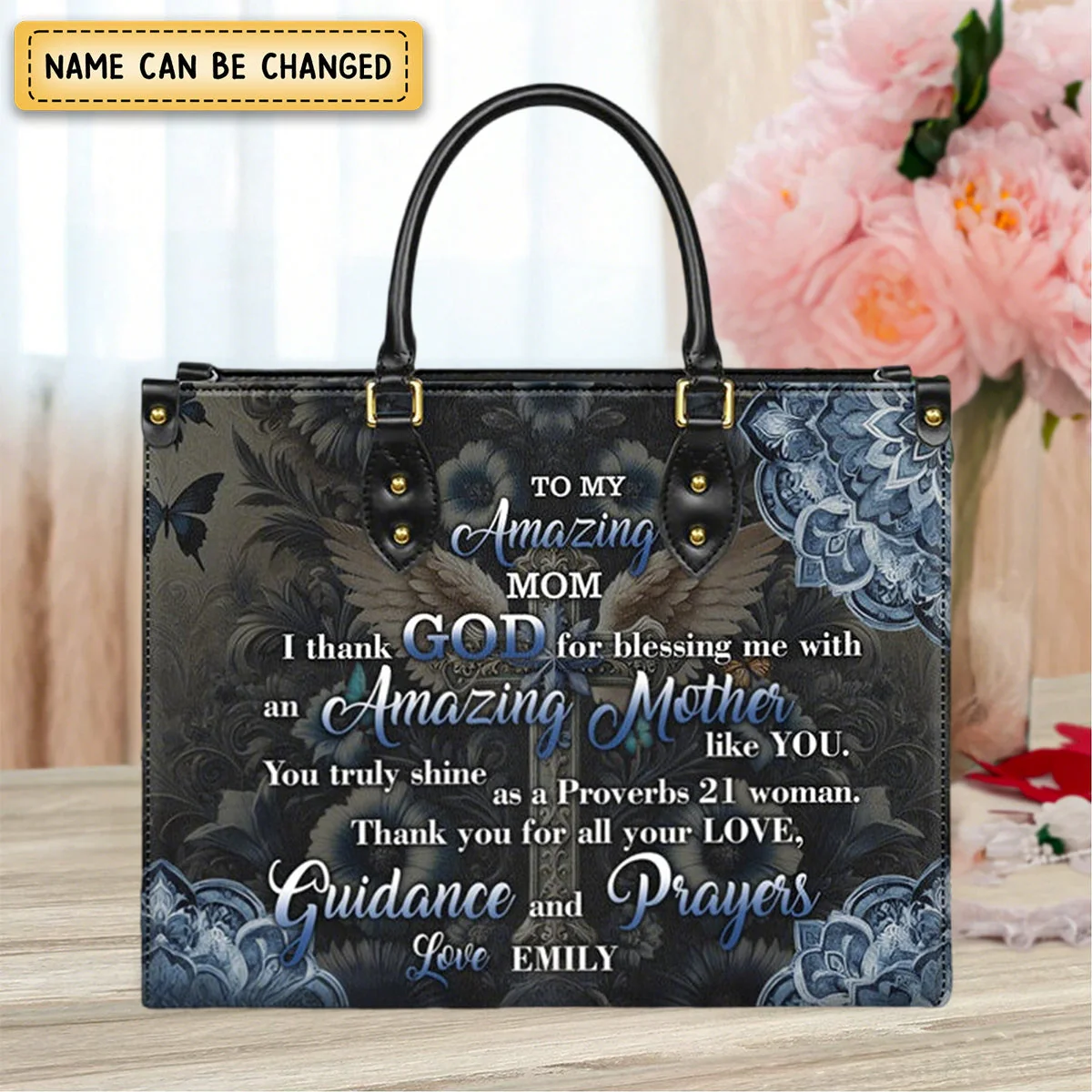 To My Amazing Mom Sweet Leather Bag For Women - Personalized Leather bag with Your Name - Image 7