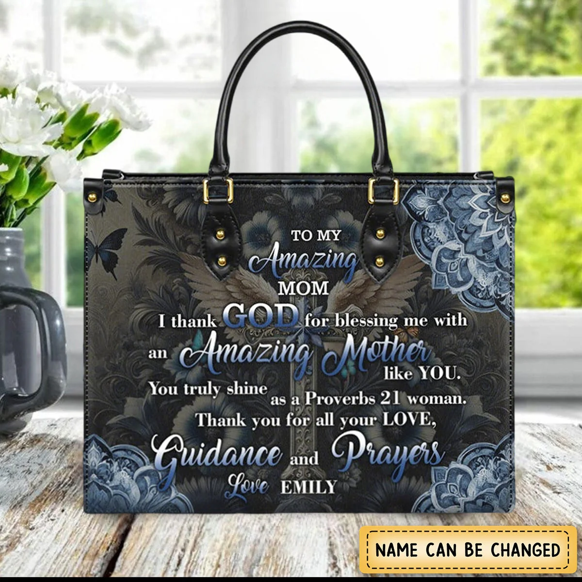 To My Amazing Mom Sweet Leather Bag For Women - Personalized Leather bag with Your Name - Image 9