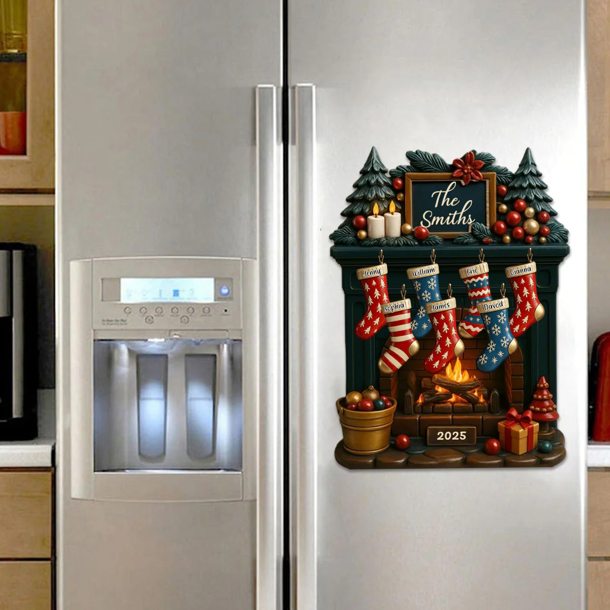 To My Beloved Family This Christmas, Personalized Fireplace And Christmas Stockings Decal - Image 4