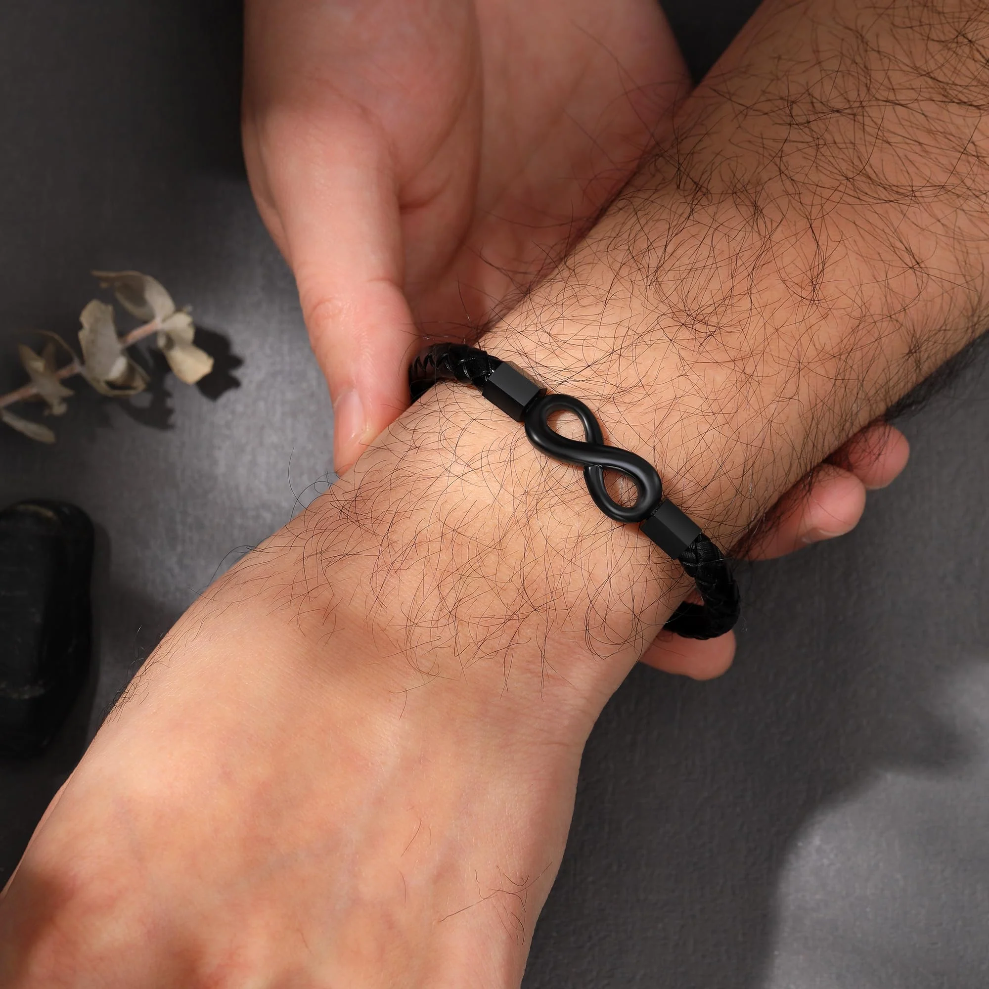 To My DAD-Personalized Dual Name Infinity Leather Bracelet - Image 7