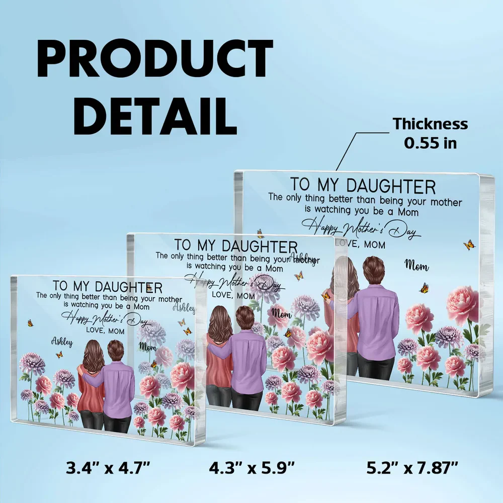 To My Daughter From Mom Happy Mother's Day Birth Flower Personalized Acrylic Block Plaque - Image 6