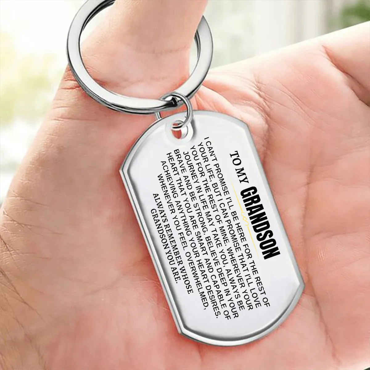 To My Grandson - Remember Whose Grandson You Are - Personalized Unique Stainless Steel Keychain - Image 3