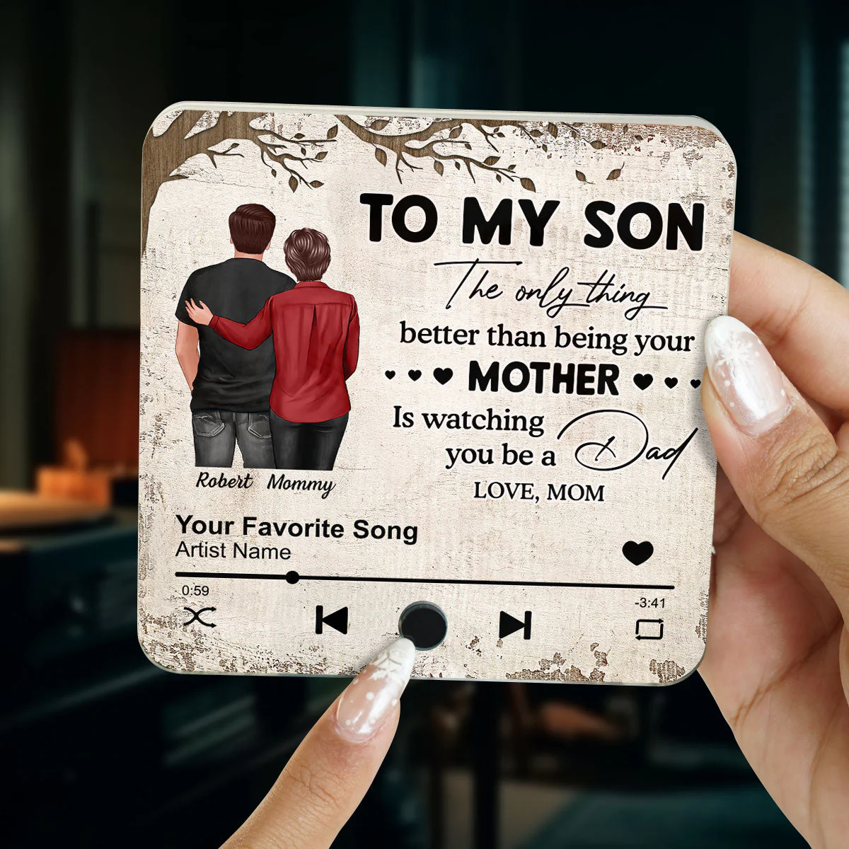 To My Son From Mom Dad Personalized Music Fridge Magnet, Heartfelt Father's Day Gift For Son - Image 2