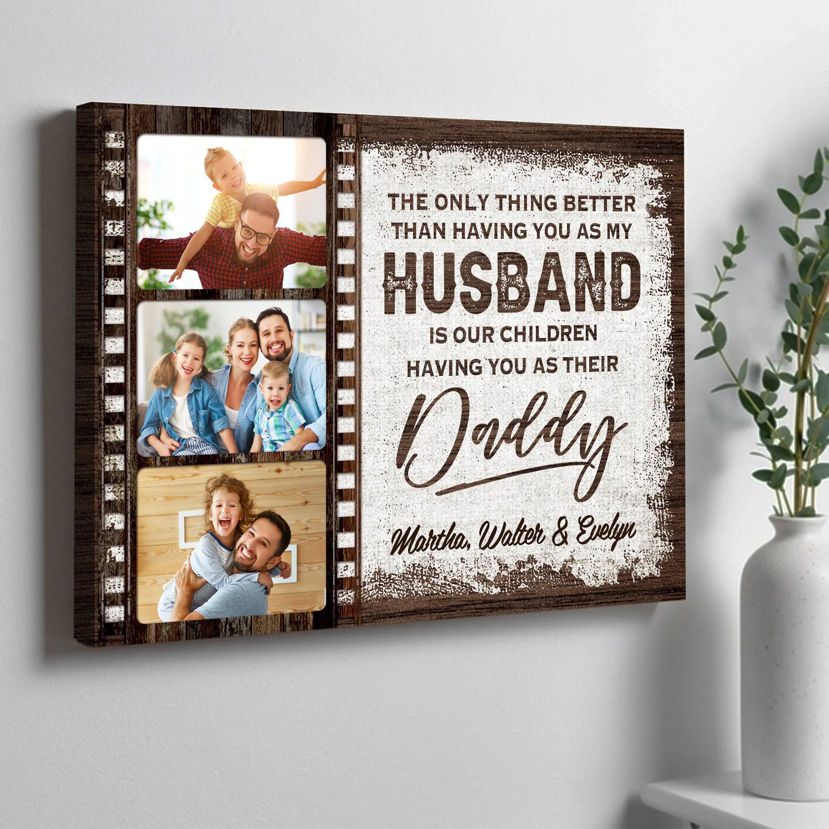 TO US YOU ARE THE WORLD – Custom Photo & Name Canvas Print For Dad, Husband - Image 5