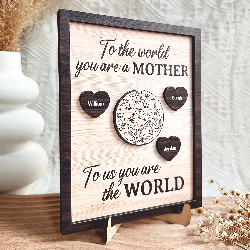 To Us, You Are the World - Personalized Wooden Plaque For Mother's Day Gift - Image 2