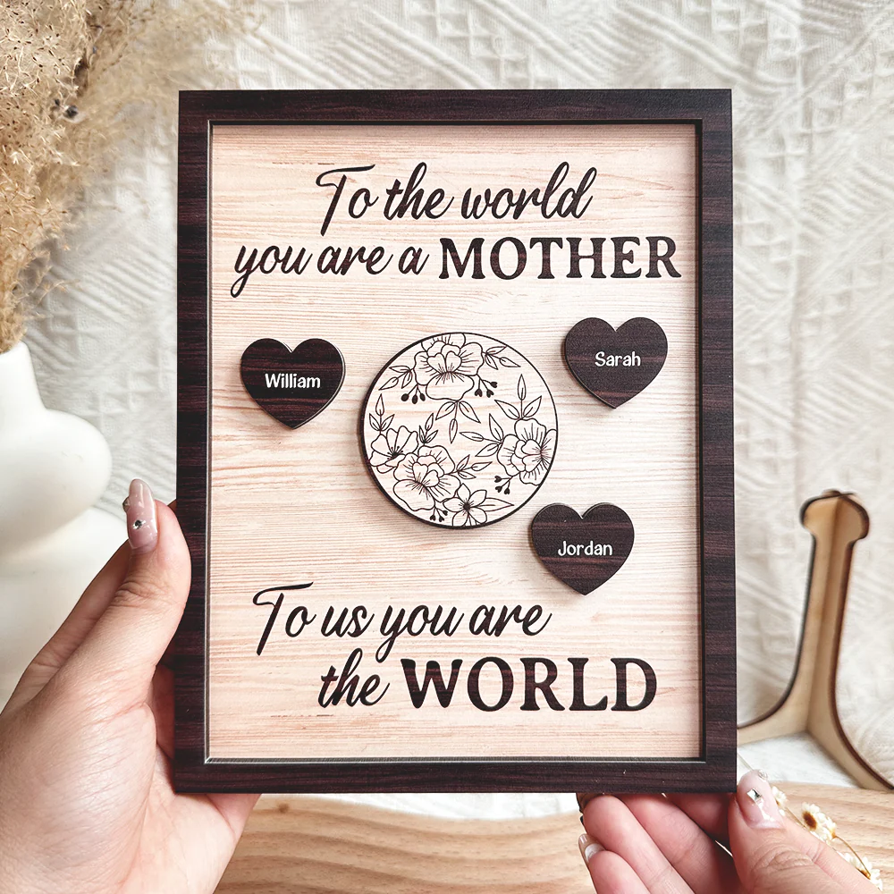 To Us, You Are the World - Personalized Wooden Plaque For Mother's Day Gift - Image 3