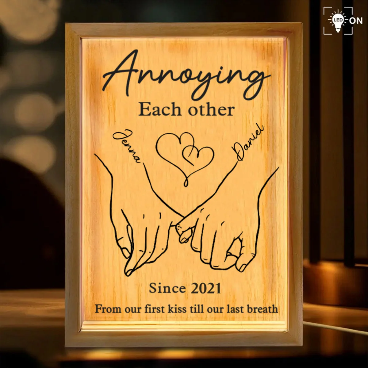 Together Forever From Our First Kiss Till Our Last Breath - Couple Personalized Frame Light Box - Image 2