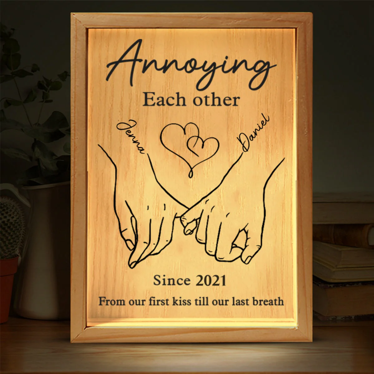 Together Forever From Our First Kiss Till Our Last Breath - Couple Personalized Frame Light Box - Image 3