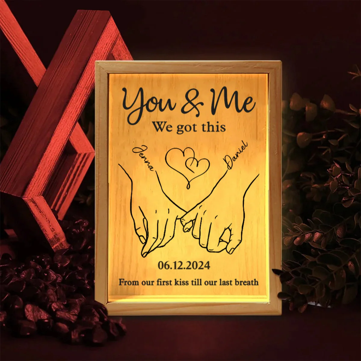 Together Forever From Our First Kiss Till Our Last Breath - Couple Personalized Frame Light Box - Image 4